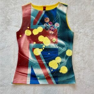 Just In Time Vintage Y2K Graphic Tank Top Womens Small Punk sleeveless